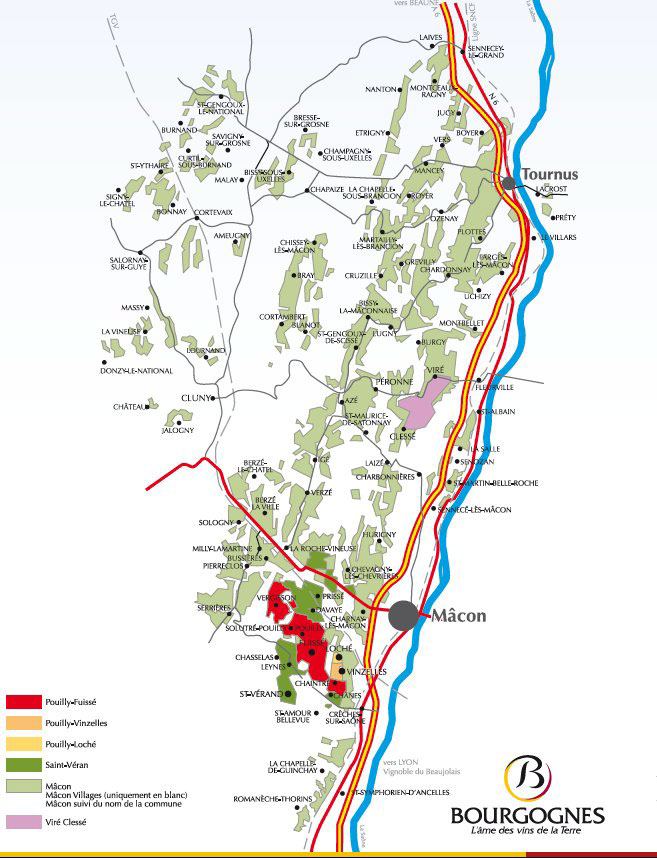 Carte des vins du mâconnais